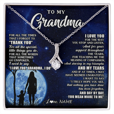 Alluring Beauty Necklace 14K White Gold Finish | 1 | Personalized To My Grandma Necklace From Granddaughter Grandson Thank You Grateful Love Birthday Mothers Day Christmas Customized Gift Box Message Card | siriusteestore
