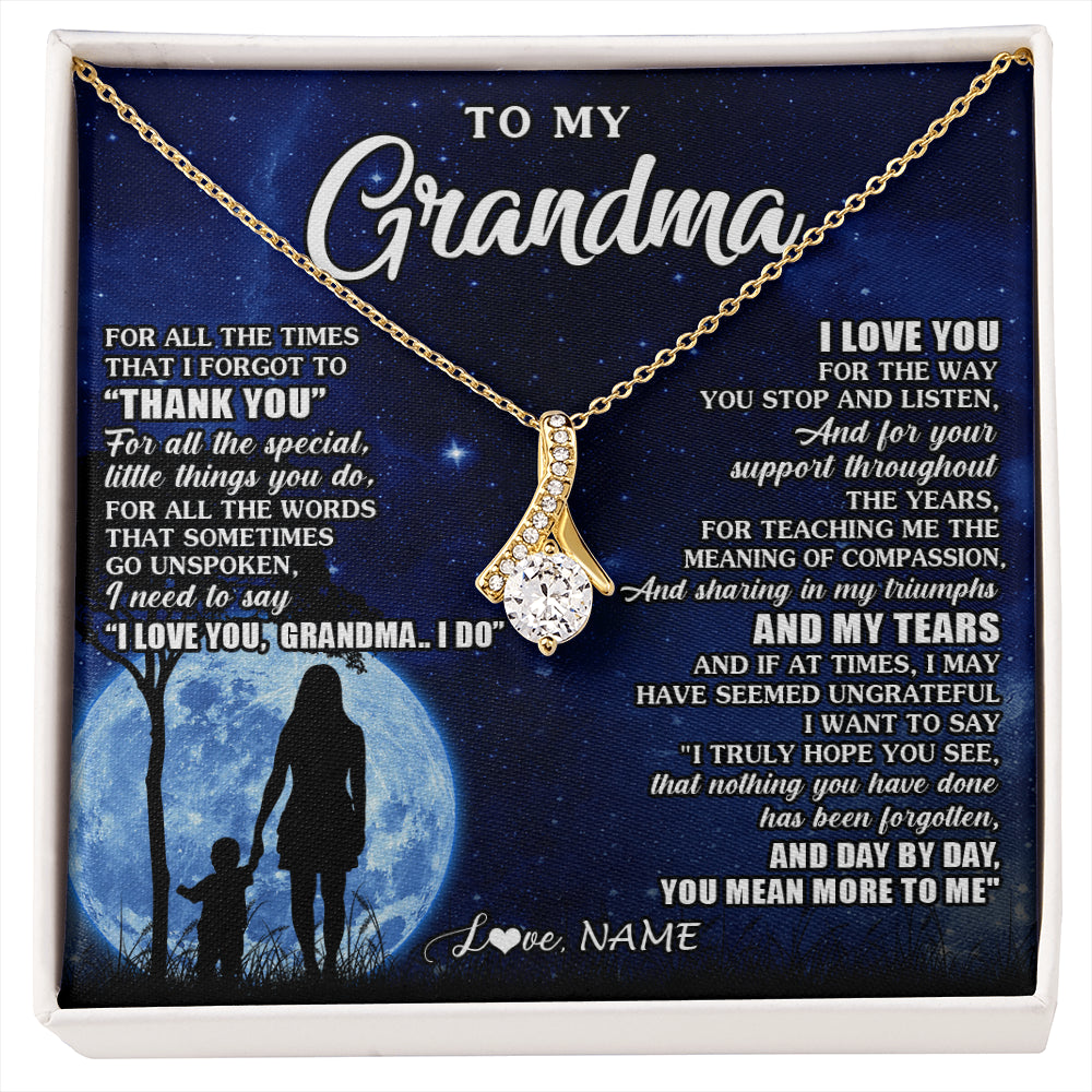 Alluring Beauty Necklace 18K Yellow Gold Finish | 1 | Personalized To My Grandma Necklace From Granddaughter Grandson Thank You Grateful Love Birthday Mothers Day Christmas Customized Gift Box Message Card | siriusteestore