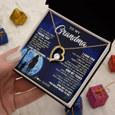 Forever Love Necklace 18K Yellow Gold Finish | 2 | Personalized To My Grandma Necklace From Granddaughter Grandson Thank You Grateful Love Birthday Mothers Day Christmas Customized Gift Box Message Card | siriusteestore
