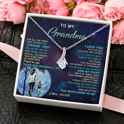 Alluring Beauty Necklace 14K White Gold Finish | 2 | Personalized To My Grandma Necklace From Granddaughter Thank You Day By Day Birthday Gifts Mothers Day Christmas Customized Gift Box Message Card | siriusteestore