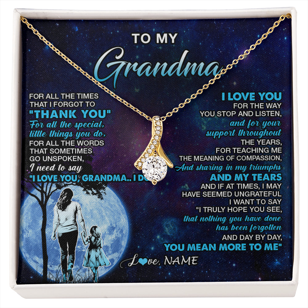 Alluring Beauty Necklace 18K Yellow Gold Finish | 1 | Personalized To My Grandma Necklace From Granddaughter Thank You Day By Day Birthday Gifts Mothers Day Christmas Customized Gift Box Message Card | siriusteestore