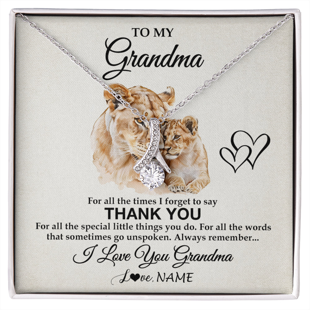 Alluring Beauty Necklace 14K White Gold Finish | 1 | Personalized To My Grandma Necklace From Granddaughter Thank You Lion Grandma Gift For Mothers Day Birthday Gift Christmas For Grandma Gift Box Message Card | siriusteestore
