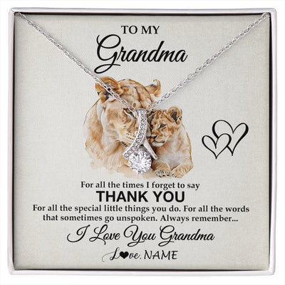 Alluring Beauty Necklace 14K White Gold Finish | 1 | Personalized To My Grandma Necklace From Granddaughter Thank You Lion Grandma Gift For Mothers Day Birthday Gift Christmas For Grandma Gift Box Message Card | siriusteestore