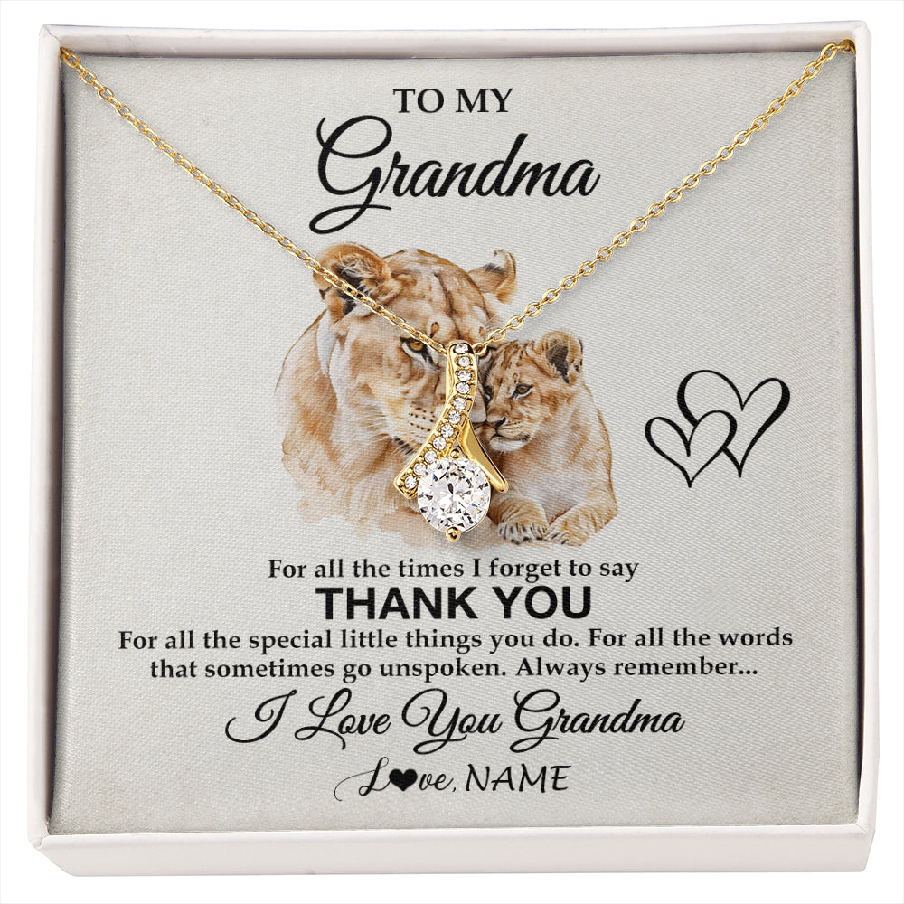 Alluring Beauty Necklace 18K Yellow Gold Finish | 1 | Personalized To My Grandma Necklace From Granddaughter Thank You Lion Grandma Gift For Mothers Day Birthday Gift Christmas For Grandma Gift Box Message Card | siriusteestore