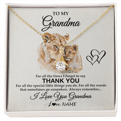 Alluring Beauty Necklace 18K Yellow Gold Finish | 1 | Personalized To My Grandma Necklace From Granddaughter Thank You Lion Grandma Gift For Mothers Day Birthday Gift Christmas For Grandma Gift Box Message Card | siriusteestore