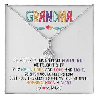 Alluring Beauty Necklace 14K White Gold Finish | 1 | Personalized To My Grandma Necklace From Grandkids Granddaughter We Squeezed This Necklace Grandma Birthday Mothers Day Customized Gift Box Message Card | siriusteestore