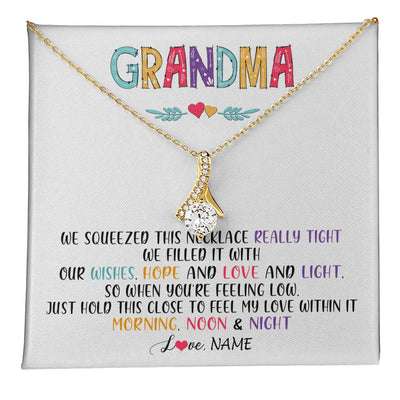 Alluring Beauty Necklace 18K Yellow Gold Finish | 1 | Personalized To My Grandma Necklace From Grandkids Granddaughter We Squeezed This Necklace Grandma Birthday Mothers Day Customized Gift Box Message Card | siriusteestore