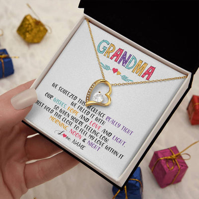 Forever Love Necklace 18K Yellow Gold Finish | 2 | Personalized To My Grandma Necklace From Grandkids Granddaughter We Squeezed This Necklace Grandma Birthday Mothers Day Customized Gift Box Message Card | siriusteestore