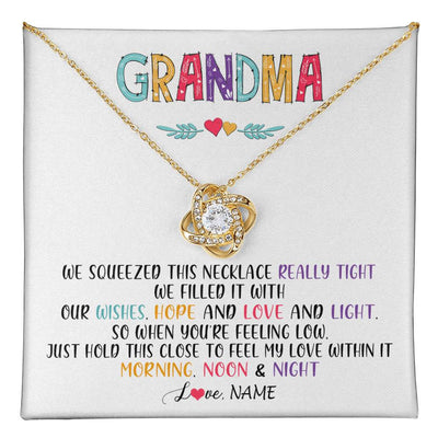 Love Knot Necklace 18K Yellow Gold Finish | 1 | Personalized To My Grandma Necklace From Grandkids Granddaughter We Squeezed This Necklace Grandma Birthday Mothers Day Customized Gift Box Message Card | siriusteestore