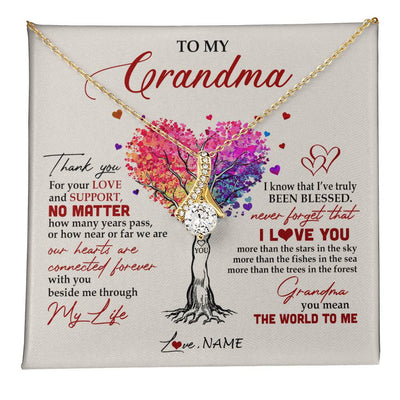 Alluring Beauty Necklace 18K Yellow Gold Finish | 1 | Personalized To My Grandma Necklace From Grandkids Never Forget That I Love You You Mean The World Grandma Birthday Mothers Day Customized Gift Box Message Card | siriusteestore