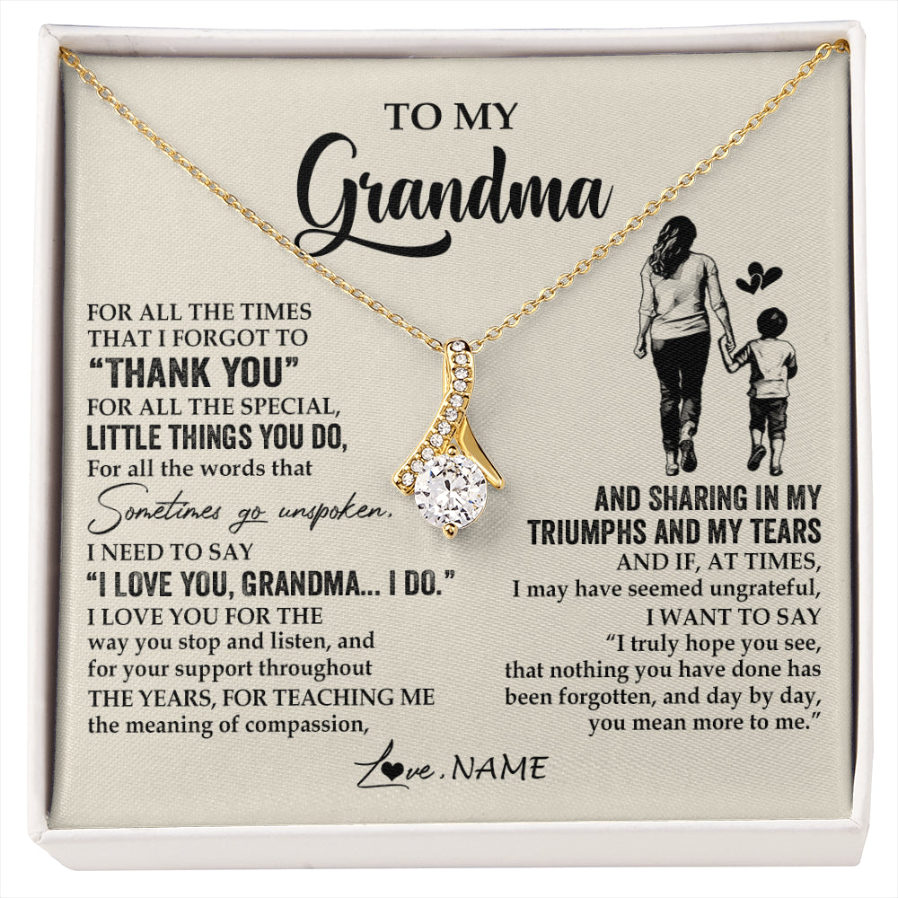 Alluring Beauty Necklace 18K Yellow Gold Finish | 1 | Personalized To My Grandma Necklace From Grandson For All The Times That I Forgot To Thank You Birthday Mothers Day Christmas Customized Gift Box Message Card | siriusteestore
