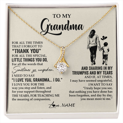Alluring Beauty Necklace 18K Yellow Gold Finish | 1 | Personalized To My Grandma Necklace From Grandson For All The Times That I Forgot To Thank You Birthday Mothers Day Christmas Customized Gift Box Message Card | siriusteestore