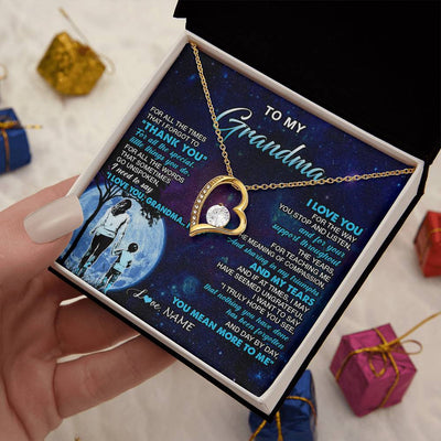 Forever Love Necklace 18K Yellow Gold Finish | 2 | Personalized To My Grandma Necklace From Grandson Thank You Day By Day Grandma Birthday Gifts Mothers Day Christmas Customized Gift Box Message Card | siriusteestore