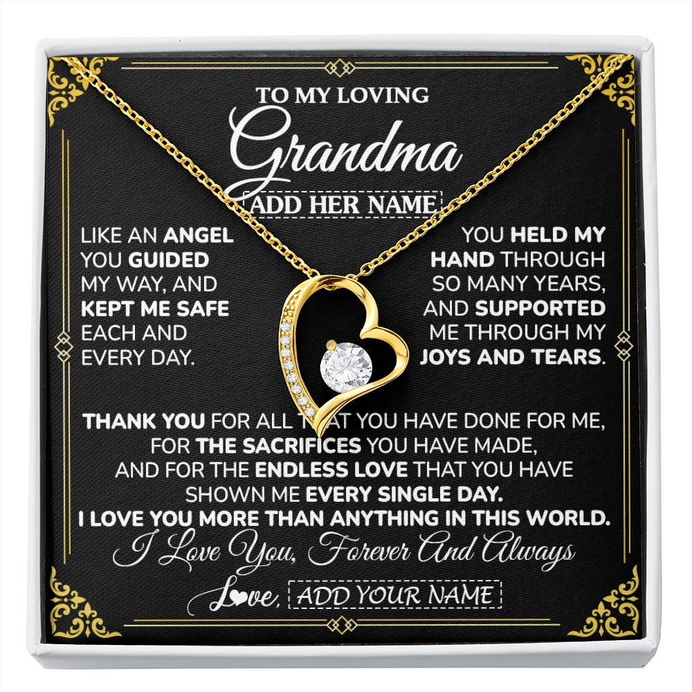 Forever Love Necklace 18K Yellow Gold Finish | 1 | Personalized To My Grandma Necklace Gifts Meaningful Gift To Grandma From Granddaughter Without You There Is No Me Mothers Day Birthday Gift Box Message Card | https://siriusteestore.