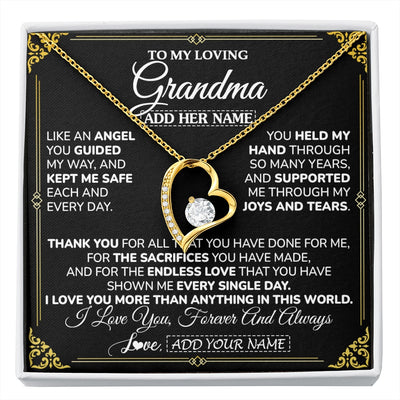 Forever Love Necklace 18K Yellow Gold Finish | 1 | Personalized To My Grandma Necklace Gifts Meaningful Gift To Grandma From Granddaughter Without You There Is No Me Mothers Day Birthday Gift Box Message Card | https://siriusteestore.