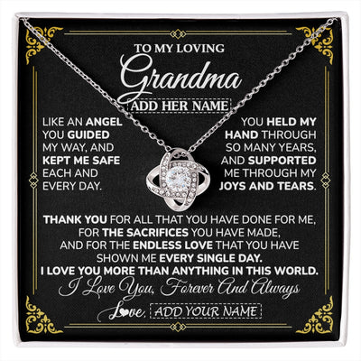 Love Knot Necklace 14K White Gold Finish | 1 | Personalized To My Grandma Necklace Gifts Meaningful Gift To Grandma From Granddaughter Without You There Is No Me Mothers Day Birthday Gift Box Message Card | https://siriusteestore.