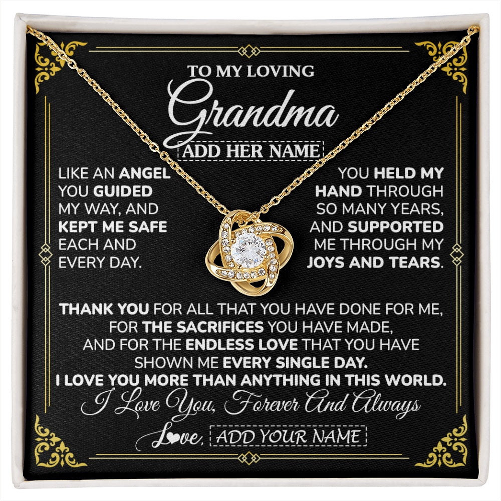Love Knot Necklace 18K Yellow Gold Finish | 1 | Personalized To My Grandma Necklace Gifts Meaningful Gift To Grandma From Granddaughter Without You There Is No Me Mothers Day Birthday Gift Box Message Card | https://siriusteestore.