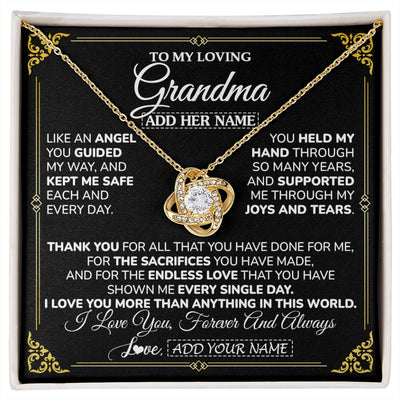 Love Knot Necklace 18K Yellow Gold Finish | 1 | Personalized To My Grandma Necklace Gifts Meaningful Gift To Grandma From Granddaughter Without You There Is No Me Mothers Day Birthday Gift Box Message Card | https://siriusteestore.