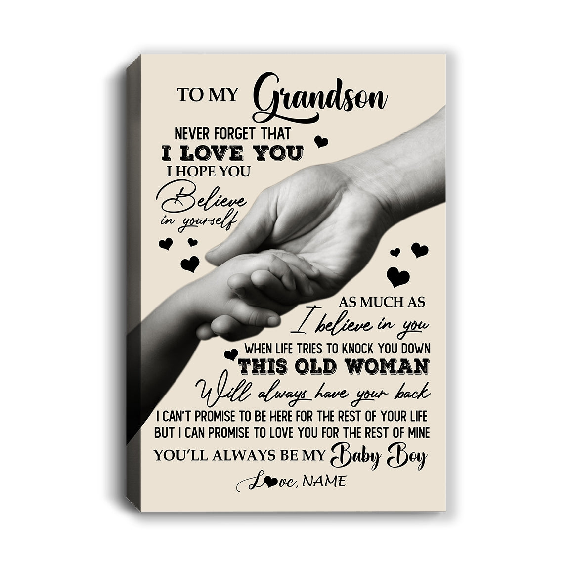 Personalized To My Grandson Canvas From Grandma Gigi Never Forget That I Love You Grandson For Birthday Gifts Graduation Christmas Custom Wall Art Print Framed Canvas | siriusteestore