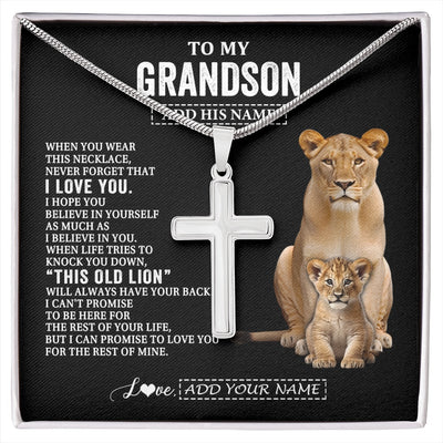 Stainless Cross Necklace Stainless Steel | 1 | Personalized To My Grandson Gifts From Grandma Gigi Necklace This Old Lion Love You Grandson Birthday Gifts Graduation Christmas Custom Gift Box Message Card | https://siriusteestore.
