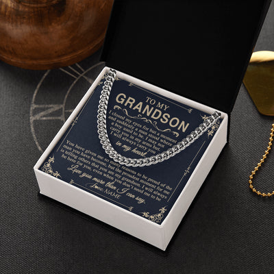 Cuban Link Chain Necklace Stainless Steel | 2 | Personalized To My Grandson Gifts Necklace From Grandma Grandpa I Closed My Eyes Gift For Grandson Birthday Jewelry For Men Customized Gift Box Message Card | siriusteestore