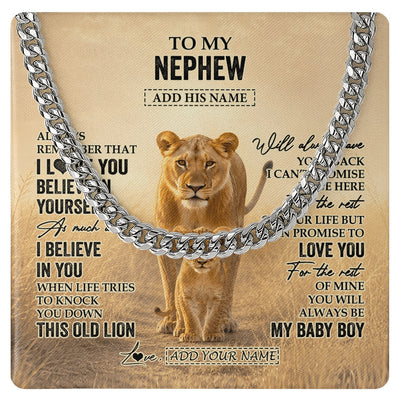 Cuban Link Chain Necklace Stainless Steel | 1 | Personalized To My Grandson Gifts Necklace From Grandma Nana Always Remember Lion Gifts For Grandson Birthday Graduation Christmas Custom Gift Box Message Card | https://siriusteestore.