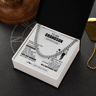 Cuban Link Chain Necklace Stainless Steel | 2 | Personalized To My Grandson Gifts Necklace From Grandma Nana Whenever Woman Unique Birthday Gifts For Grandson Graduation Christmas Gift Box Message Card | siriusteestore.myshopify