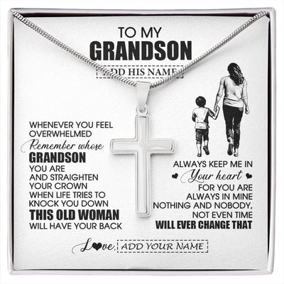 Stainless Cross Necklace Stainless Steel | 1 | Personalized To My Grandson Gifts Necklace From Grandma Nana Whenever Woman Unique Birthday Gifts For Grandson Graduation Christmas Gift Box Message Card | siriusteestore.myshopify