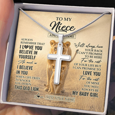 Stainless Cross Necklace Stainless Steel | 2 | Personalized To My Grandson Gifts Necklace From Grandpa Papa Always Remember Lion Gifts For Grandson Birthday Graduation Christmas Custom Gift Box Message Card | https://siriusteestore.