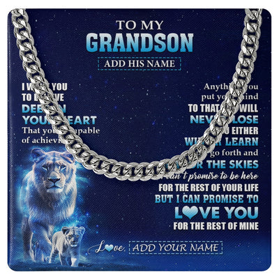 Cuban Link Chain Necklace Stainless Steel | 1 | Personalized To My Grandson Necklace From Grandma Nana Believe Your Heart Grandson Gift Birthday Graduation Christmas Customized Gift Box Message Card | siriusteestore.myshopify