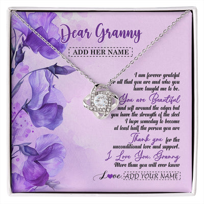 Love Knot Necklace 14K White Gold Finish | 1 | Personalized To My Granny Gifts From Granddaughter Necklace Flower You Are Beautiful Gifts For Granny Mothers Day Birthday Christmas Gift Box Message Card | siriusteestore.myshopify