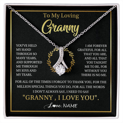 Alluring Beauty Necklace 14K White Gold Finish | 1 | Personalized To My Granny Gifts Necklace From Granddaughter GrandsonGrateful Thank You Granny Birthday Mothers Day Jewelry Customized Gift Box Message Card | siriusteestore