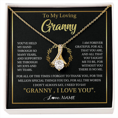 Alluring Beauty Necklace 18K Yellow Gold Finish | 1 | Personalized To My Granny Gifts Necklace From Granddaughter GrandsonGrateful Thank You Granny Birthday Mothers Day Jewelry Customized Gift Box Message Card | siriusteestore