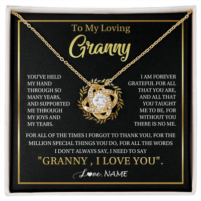 Love Knot Necklace 18K Yellow Gold Finish | 1 | Personalized To My Granny Gifts Necklace From Granddaughter GrandsonGrateful Thank You Granny Birthday Mothers Day Jewelry Customized Gift Box Message Card | siriusteestore