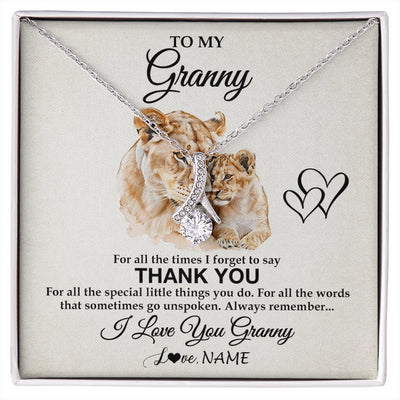 Alluring Beauty Necklace 14K White Gold Finish | 1 | Personalized To My Granny Necklace From Granddaughter Thank You Lion Granny Gift For Mothers Day Birthday Gift Christmas For Granny Gift Box Message Card | siriusteestore