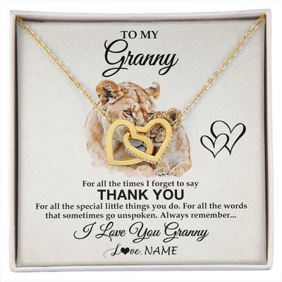 Interlocking Hearts Necklace 18K Yellow Gold Finish | 1 | Personalized To My Granny Necklace From Granddaughter Thank You Lion Granny Gift For Mothers Day Birthday Gift Christmas For Granny Gift Box Message Card | siriusteestore