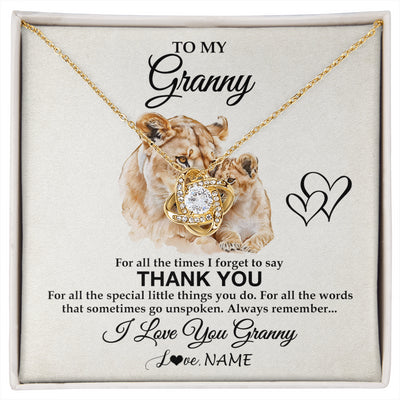Love Knot Necklace 18K Yellow Gold Finish | 1 | Personalized To My Granny Necklace From Granddaughter Thank You Lion Granny Gift For Mothers Day Birthday Gift Christmas For Granny Gift Box Message Card | siriusteestore