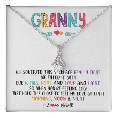 Alluring Beauty Necklace 14K White Gold Finish | 1 | Personalized To My Granny Necklace From Grandkids Granddaughter We Squeezed This Necklace Granny Birthday Mothers Day Customized Gift Box Message Card | siriusteestore