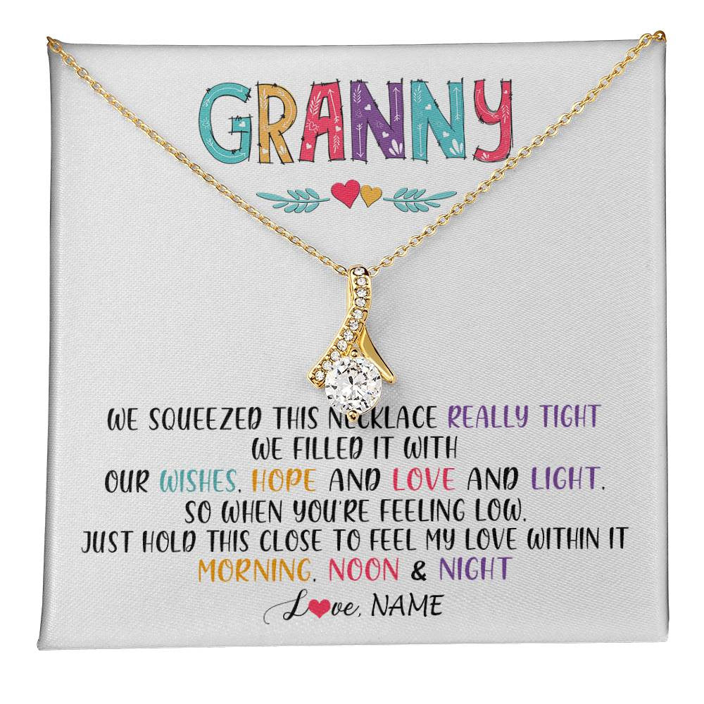 Alluring Beauty Necklace 18K Yellow Gold Finish | 1 | Personalized To My Granny Necklace From Grandkids Granddaughter We Squeezed This Necklace Granny Birthday Mothers Day Customized Gift Box Message Card | siriusteestore