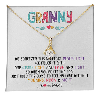 Alluring Beauty Necklace 18K Yellow Gold Finish | 1 | Personalized To My Granny Necklace From Grandkids Granddaughter We Squeezed This Necklace Granny Birthday Mothers Day Customized Gift Box Message Card | siriusteestore
