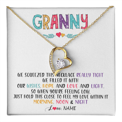 Forever Love Necklace 18K Yellow Gold Finish | 1 | Personalized To My Granny Necklace From Grandkids Granddaughter We Squeezed This Necklace Granny Birthday Mothers Day Customized Gift Box Message Card | siriusteestore