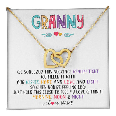 Interlocking Hearts Necklace 18K Yellow Gold Finish | 1 | Personalized To My Granny Necklace From Grandkids Granddaughter We Squeezed This Necklace Granny Birthday Mothers Day Customized Gift Box Message Card | siriusteestore