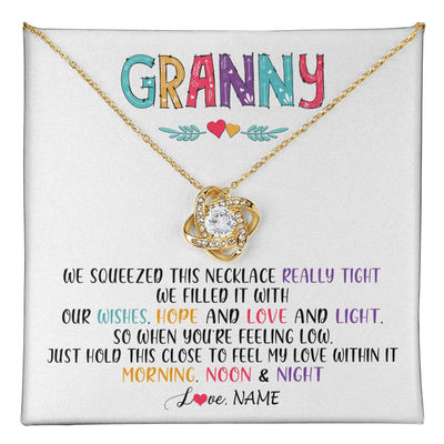 Love Knot Necklace 18K Yellow Gold Finish | 1 | Personalized To My Granny Necklace From Grandkids Granddaughter We Squeezed This Necklace Granny Birthday Mothers Day Customized Gift Box Message Card | siriusteestore