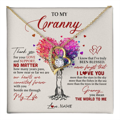 Forever Love Necklace 18K Yellow Gold Finish | 1 | Personalized To My Granny Necklace From Grandkids Never Forget That I Love You You Mean The World Granny Birthday Mothers Day Customized Gift Box Message Card | siriusteestore