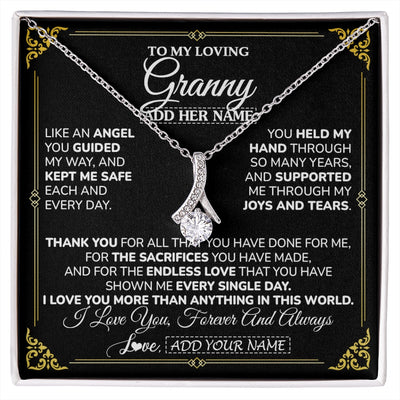 Alluring Beauty Necklace 14K White Gold Finish | 1 | Personalized To My Granny Necklace Gifts Meaningful Gift To Granny From Granddaughter Without You There Is No Me Mothers Day Birthday Gift Box Message Card | https://siriusteestore.