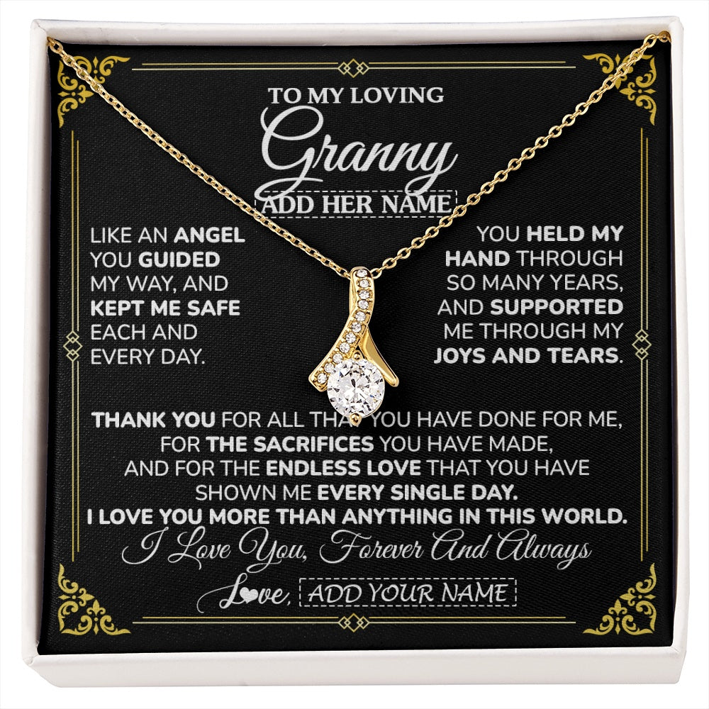 Alluring Beauty Necklace 18K Yellow Gold Finish | 1 | Personalized To My Granny Necklace Gifts Meaningful Gift To Granny From Granddaughter Without You There Is No Me Mothers Day Birthday Gift Box Message Card | https://siriusteestore.