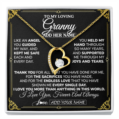 Forever Love Necklace 18K Yellow Gold Finish | 1 | Personalized To My Granny Necklace Gifts Meaningful Gift To Granny From Granddaughter Without You There Is No Me Mothers Day Birthday Gift Box Message Card | https://siriusteestore.