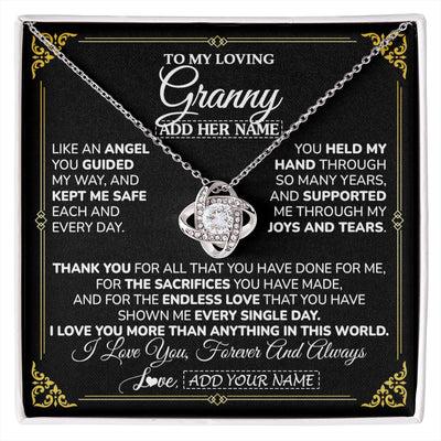 Love Knot Necklace 14K White Gold Finish | 1 | Personalized To My Granny Necklace Gifts Meaningful Gift To Granny From Granddaughter Without You There Is No Me Mothers Day Birthday Gift Box Message Card | https://siriusteestore.