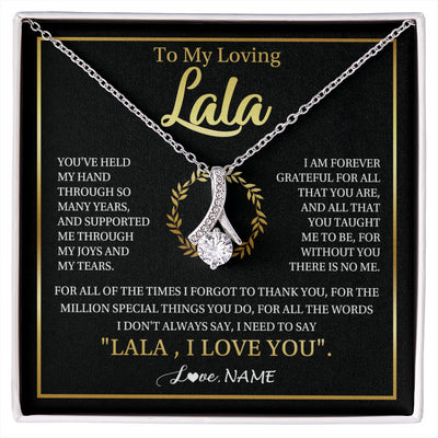 Alluring Beauty Necklace 14K White Gold Finish | 1 | Personalized To My Lala Gifts Necklace From Granddaughter Grandson Grateful Thank You Lala Birthday Mothers Day Christmas Customized Gift Box Message Card | siriusteestore