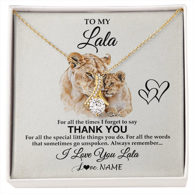 Alluring Beauty Necklace 18K Yellow Gold Finish | 1 | Personalized To My Lala Necklace From Granddaughter Thank You Lion Lala Gift For Mothers Day Birthday Gift Christmas For Lala Customized Gift Box Message Card | siriusteestore